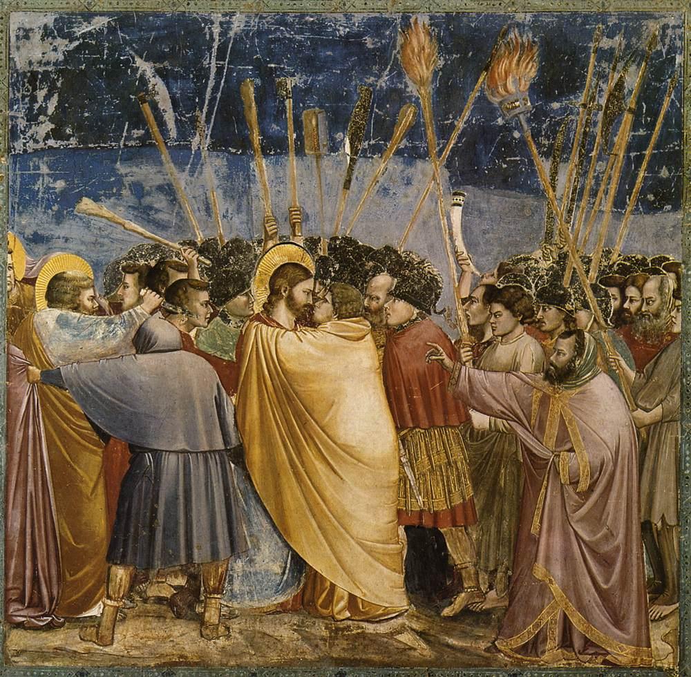 Giotto_di_Bondone_-_No._31_Scenes_from_the_Life_of_Christ_-_15._The_Arrest_of_Christ_(Kiss_of_Judas)_-_WGA09216